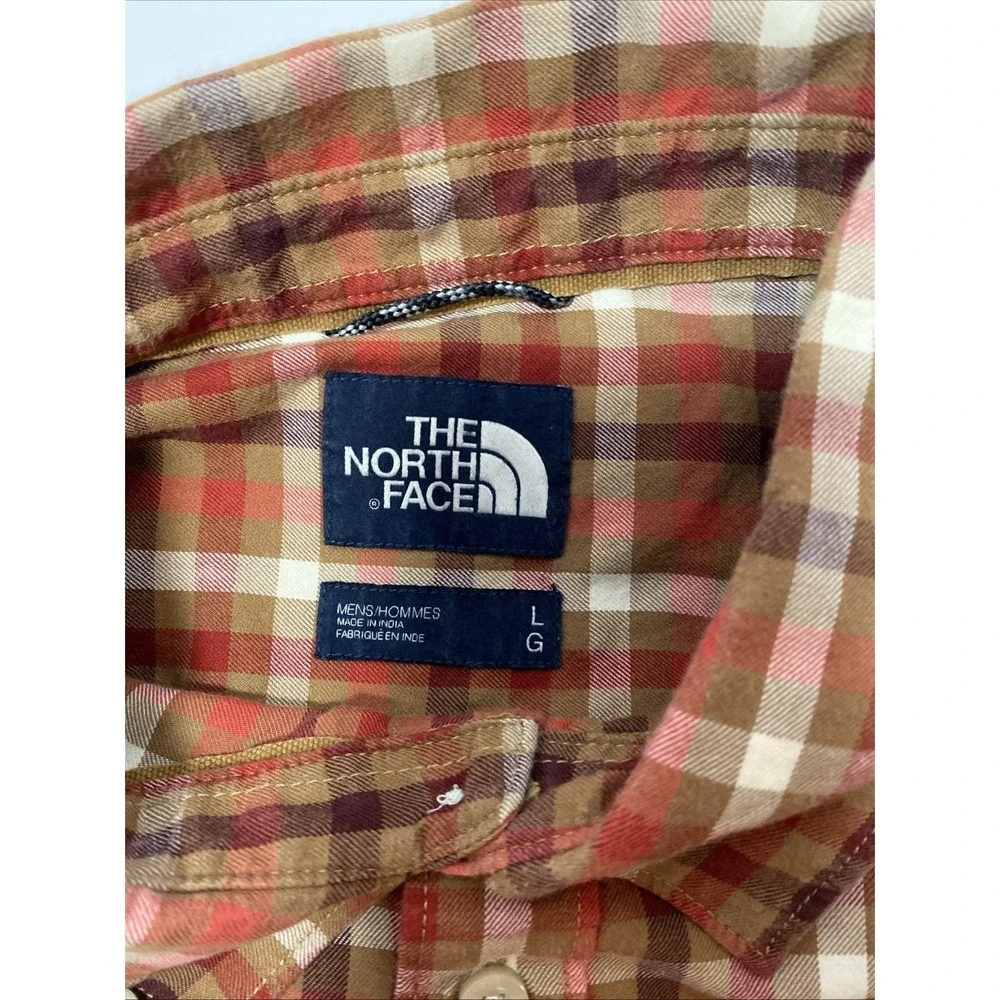 North Face Shirt Mens Large Long Sleeve Button Front Plaid Pocket‎ Outdoors C1